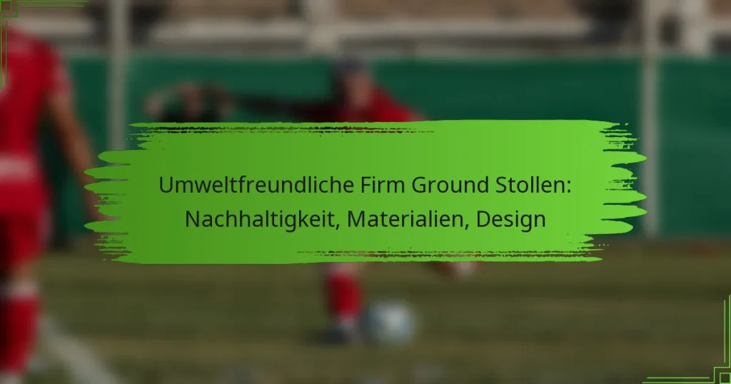 Umweltfreundliche Firm Ground Stollen: Nachhaltigkeit, Materialien, Design
