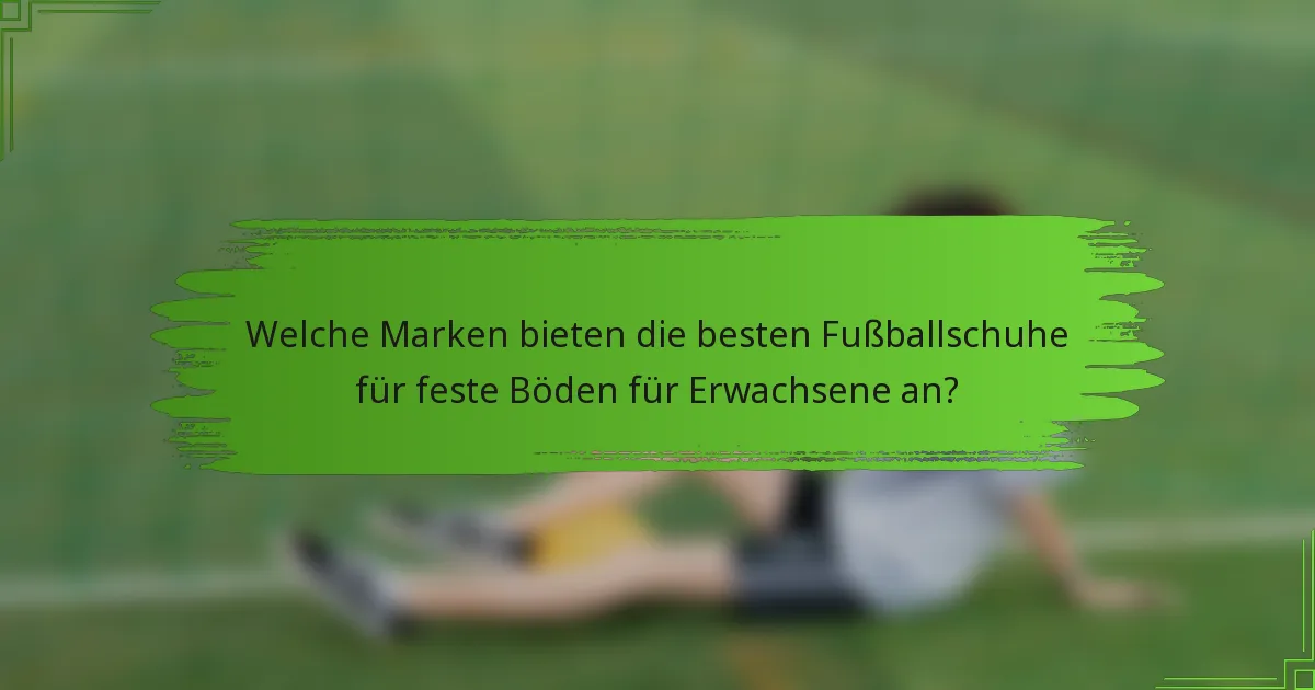 Welche Marken bieten die besten Fußballschuhe für feste Böden für Erwachsene an?