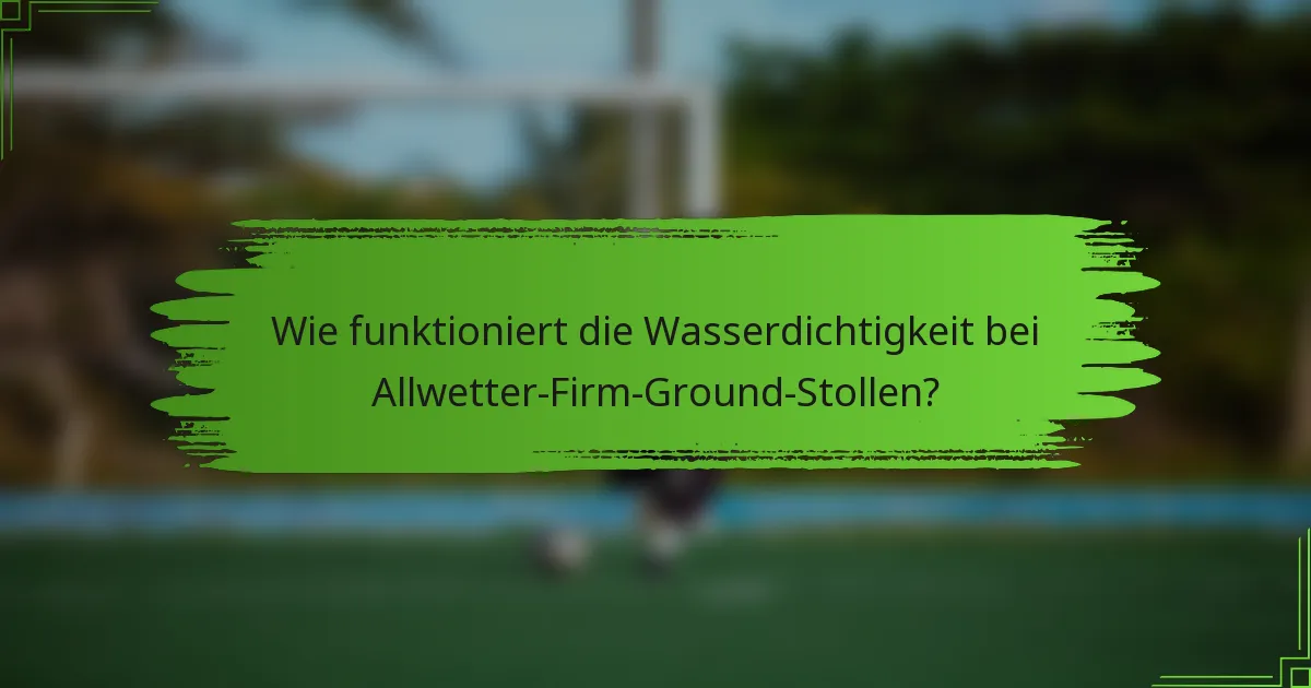 Wie funktioniert die Wasserdichtigkeit bei Allwetter-Firm-Ground-Stollen?